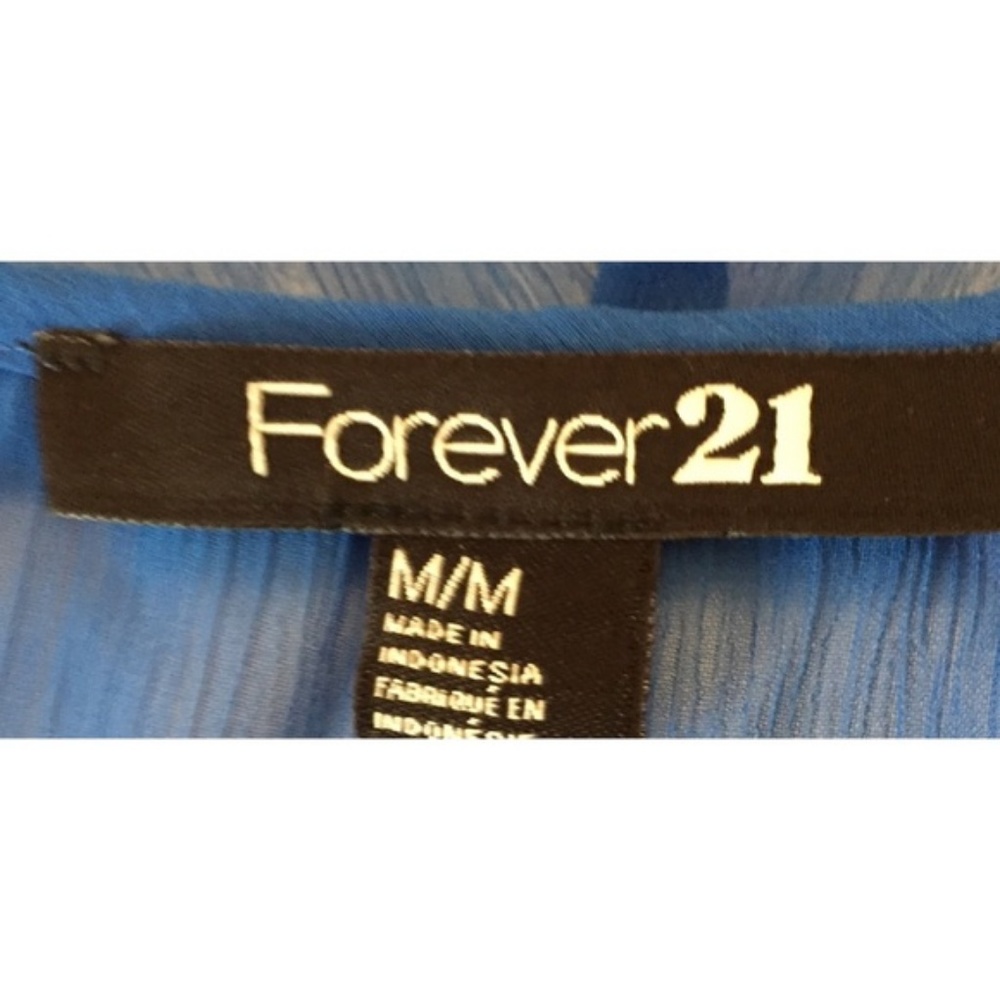 Forever 21 Blue Sheer Short Sleeve Blouse - Picture 4 of 4